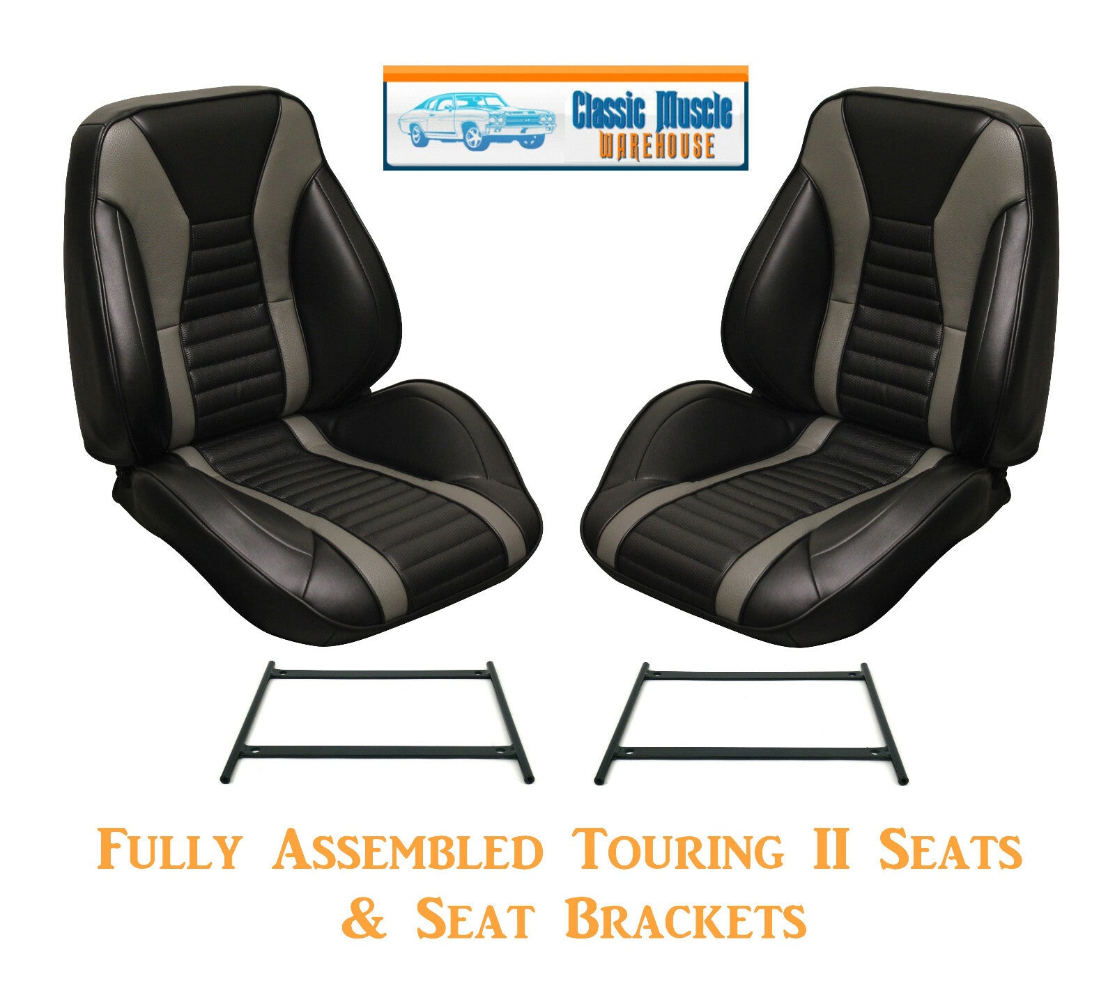 Mach 1 Touring II Fully Assembled Seats, Rear Upoholstery Kit - 1971-73 Mustang