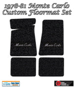 1978-81 Monte Carlo Black Carpet Floor Mat Set with Silver Monte Carlo Logo -ACC