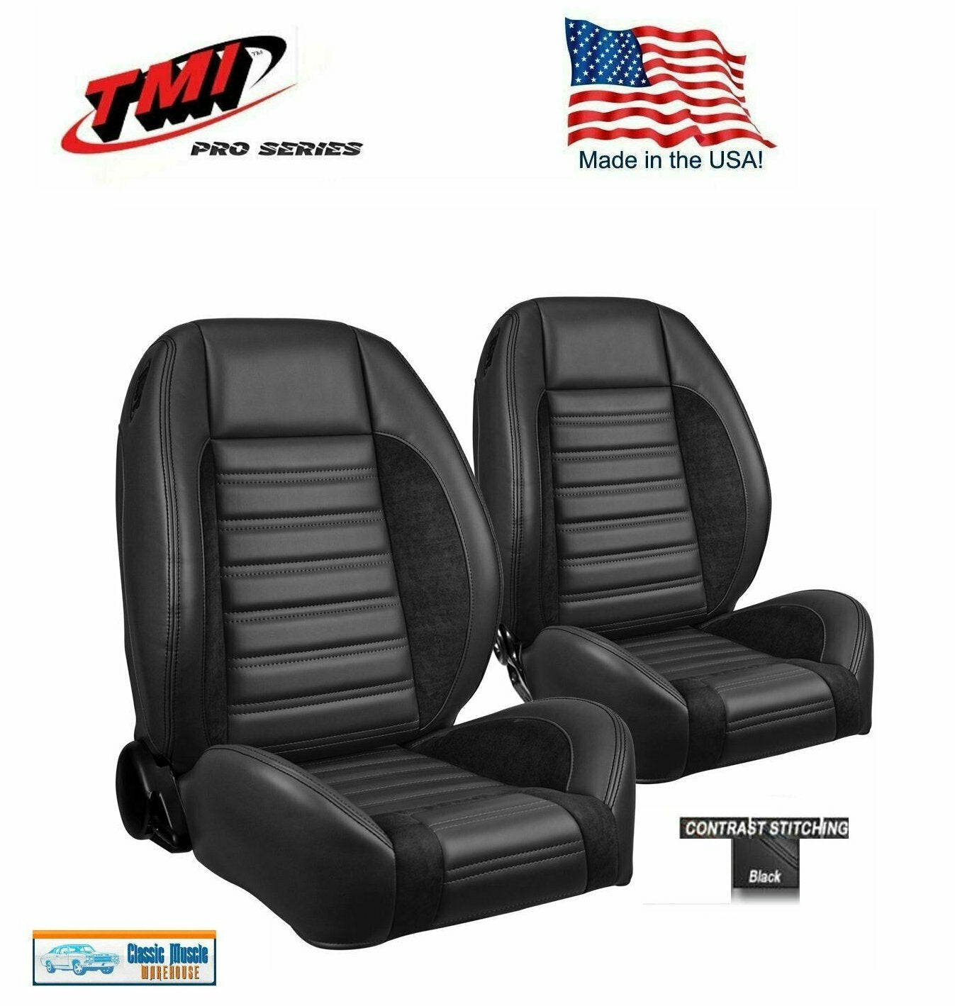 TMI Pro Series Sport R Bucket Seat Set for 1960 - 1972 Chevy or GMC Truck, Black