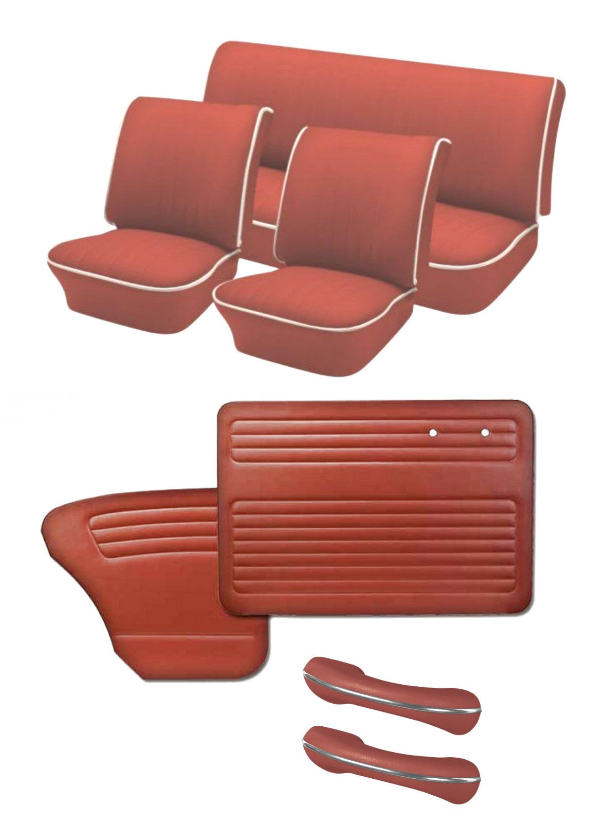 1967 VW Bug OEM Classic Seat Upholstery and Door Panel Set -Brick Red