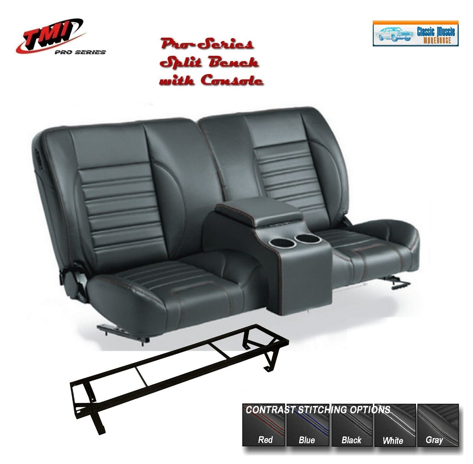 Pro-Series 55" Split Bench w/Console & Bracket for 1955-1957 Chevy/GMC Trucks