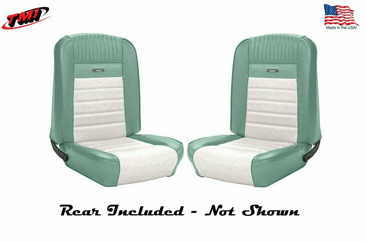 1964 - 66 Mustang Front & Rear Deluxe PONY Upholstery  Turquoise & White