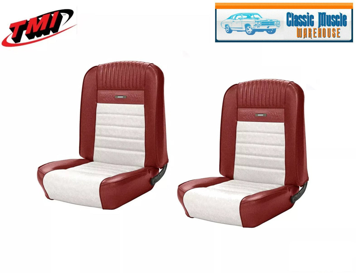 1964 - 66 Mustang Front & Rear Deluxe PONY Upholstery Covers Red/White