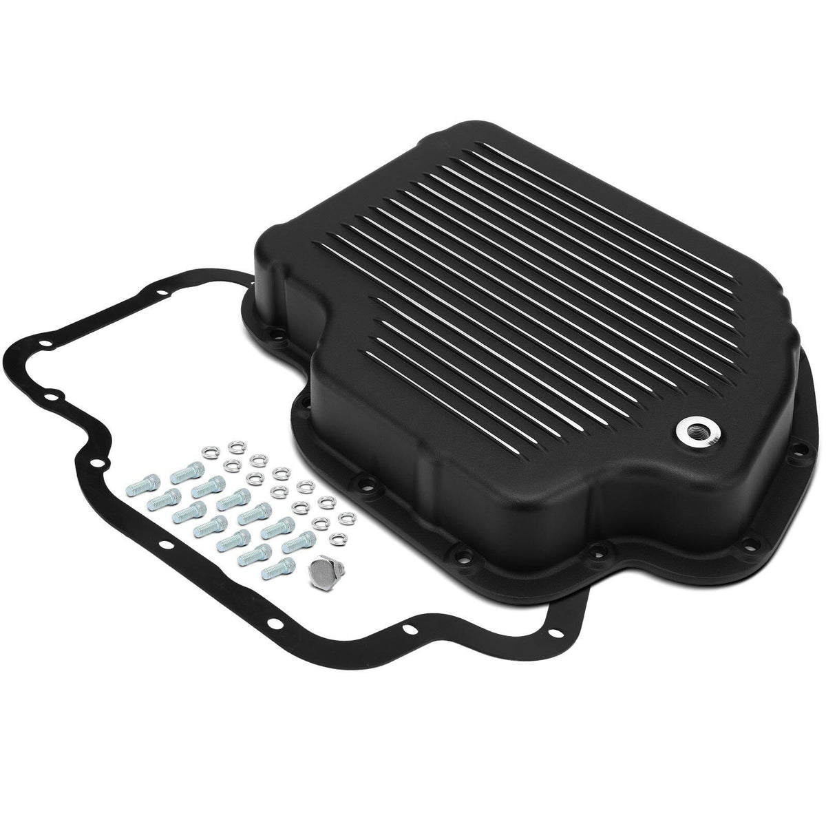 Finned Aluminum Black Transmission Oil Pan for GM TH400 2-3/8 inch Pan Depth