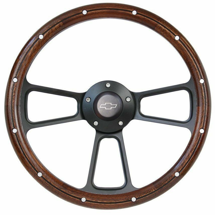 Vintage 1948 -1959  Chevy Pick Up Truck Wood & Black Steering Wheel & Adapter 