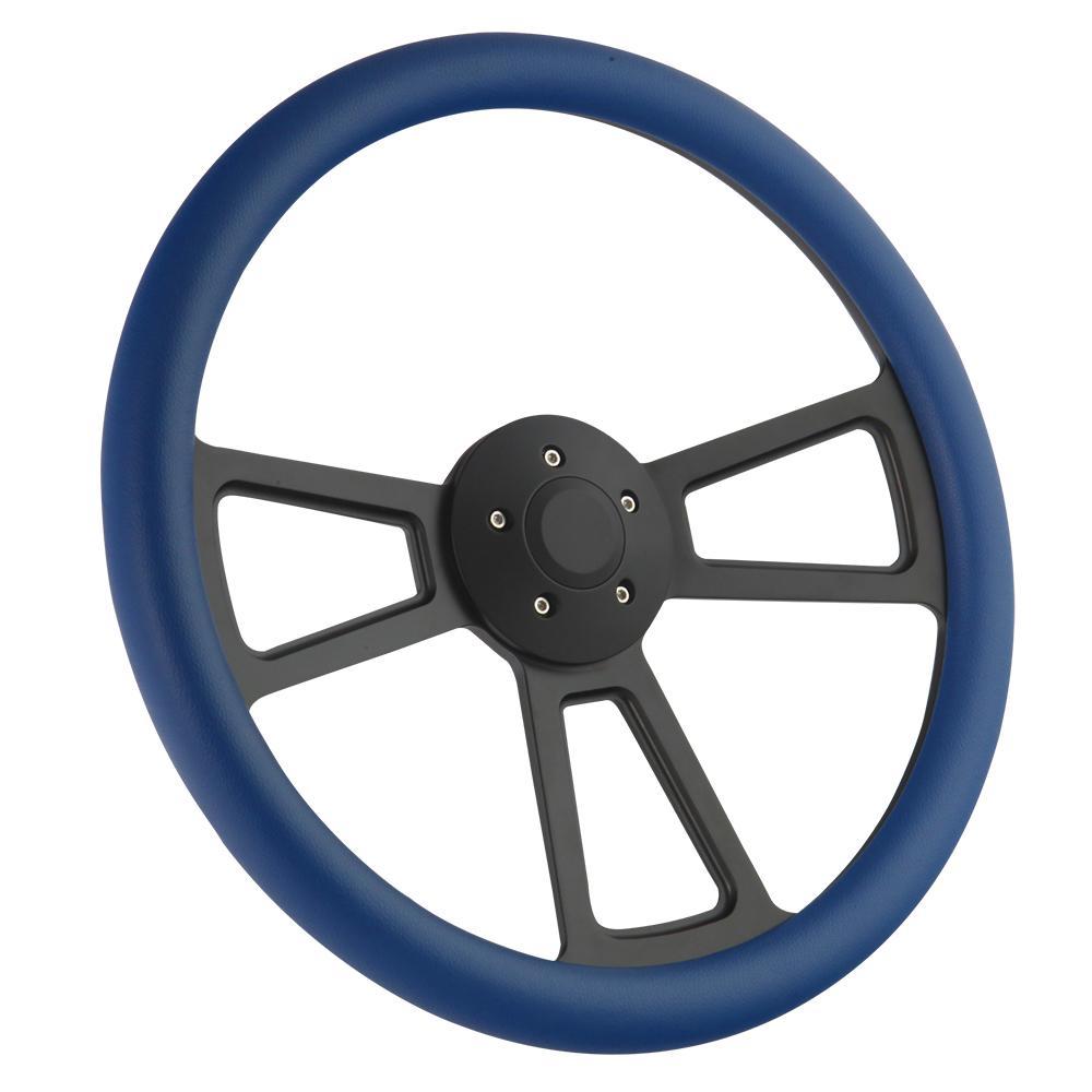 18" Black Billet & Royal Blue Steering Wheel Peterbilt, Kenworth Big Rig Truck