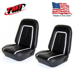 1967 Camaro Convertible Deluxe Front & Rear Seat Upholstery Black w/White Stripe