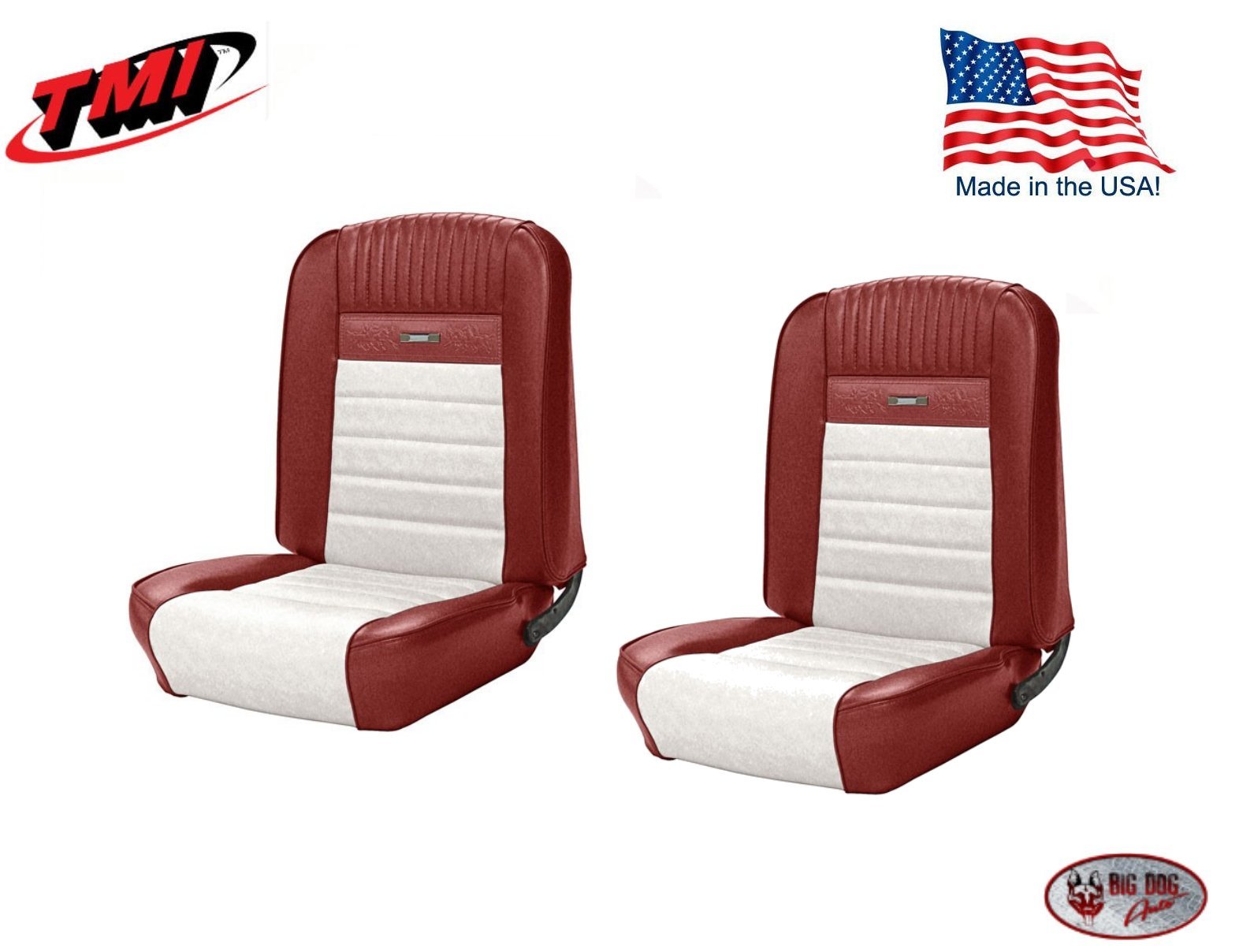 1964 - 66 Mustang Fastback. Front & Rear Deluxe PONY Upholstery Red & White