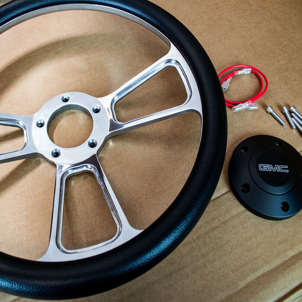 Steering Wheel Kit Black Vinyl & Polished Billet 1995-02 GMC Trucks