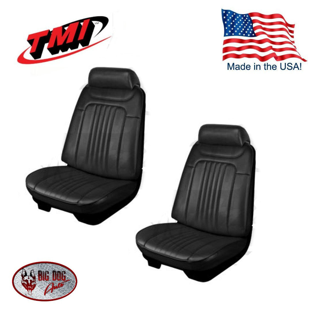 1971-1972 Chevelle Coupe Black Front/Rear Seat Upholstery by TMI 