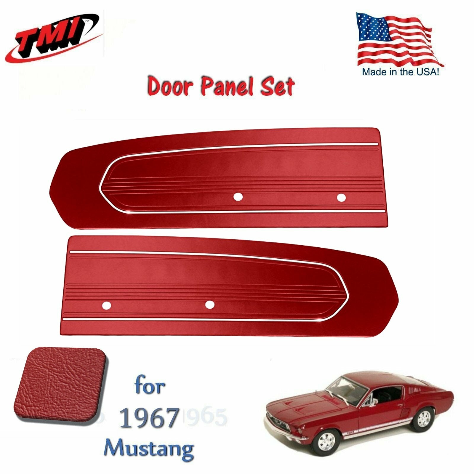Dark Red Door Panels For 1967 Mustang -Pair - Made by TMI