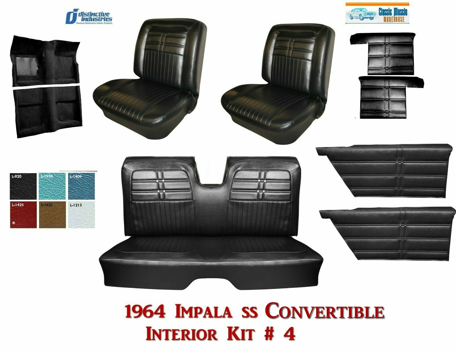 1963 Impala SS Convertible Interior Kit 4 -Upholstery, Panels, Carpet, Any Color
