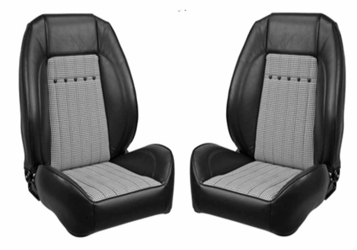 TMI Pro Series Sport Bucket Seats for 1968 Camaro, Black w/Houndstooth, Brackets