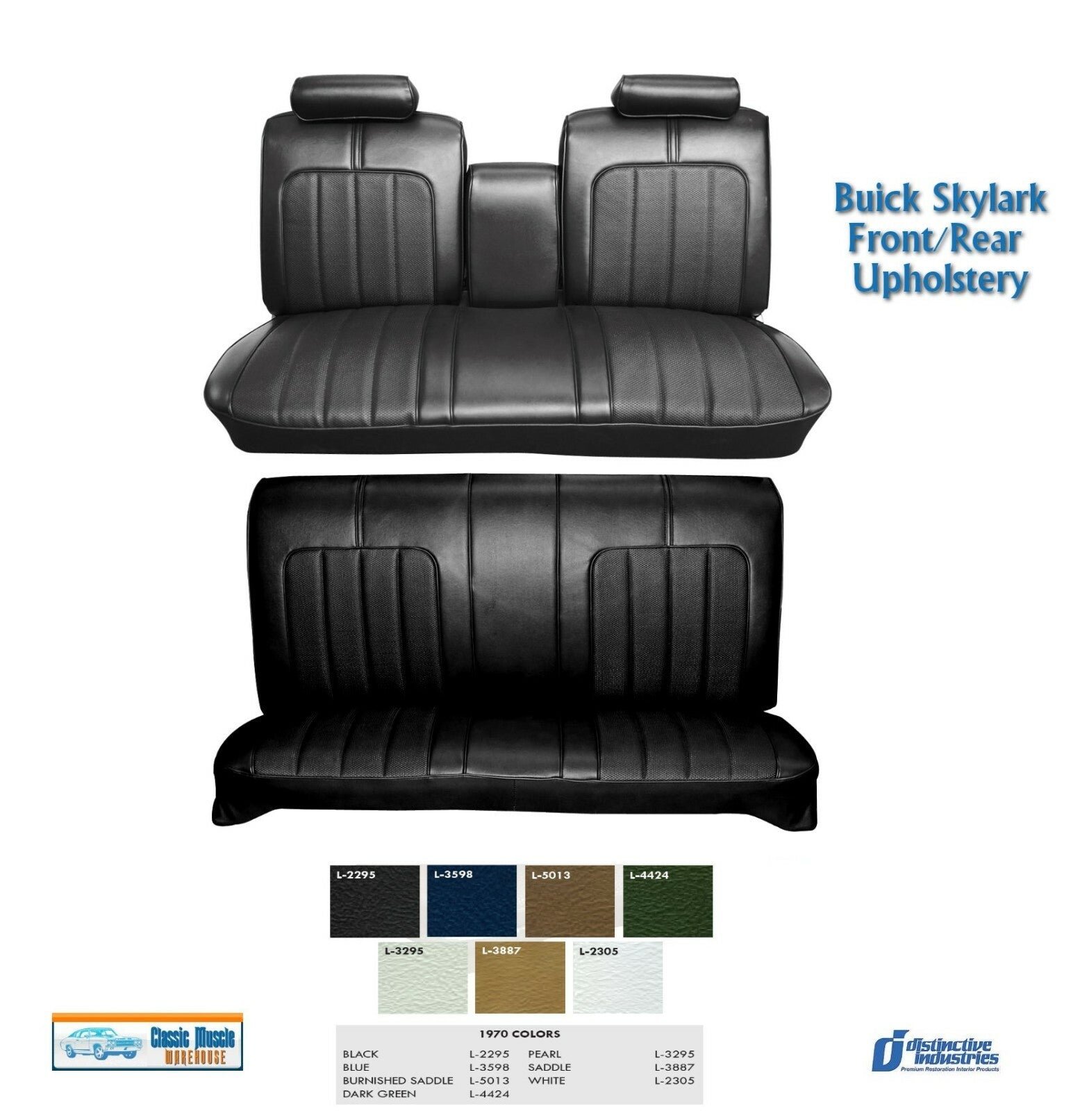 1970 Skylark Front/Rear Bench Seat Upholstery in Your Choice of Factory Color 