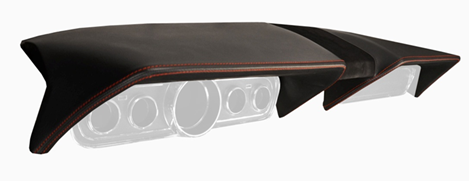 Sport R Molded Dash Pad - Black with Black Suede- for 1964-66 Mustang, by TMI