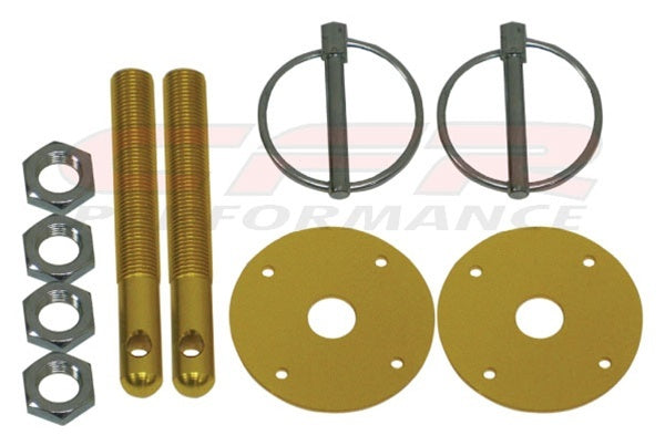 Gold Hood Pin Kit Flip-Over Style, Universal for Chevy Ford Mopar  FREE SHIPPING