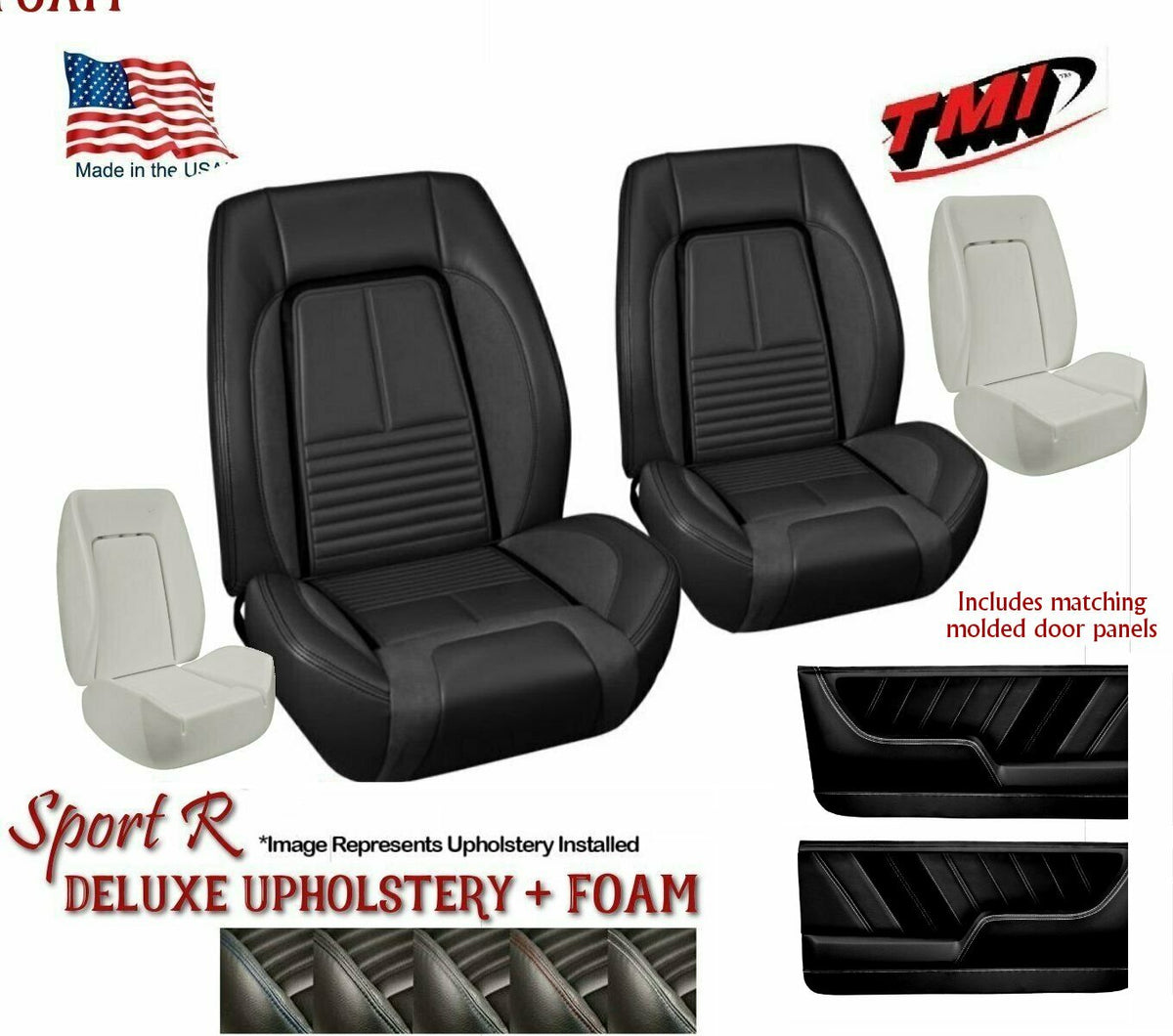 Sport R Deluxe Front and Rear Upholstery + Foam, Molded Door Panels, Covertible