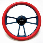 1968 Camaro 14" Billet Red & Black Steering Wheel, Chevy SS Horn & Adapter