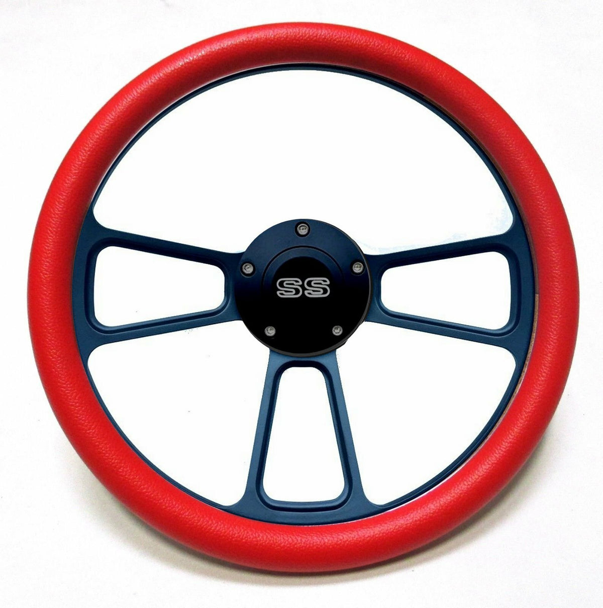 1968 Camaro 14" Billet Red & Black Steering Wheel, Chevy SS Horn & Adapter