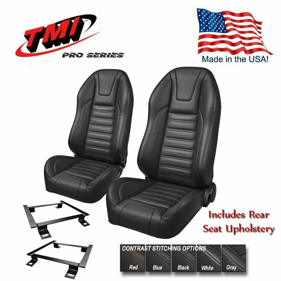 TMI Pro Series - Highback Bucket Seats, Brackets + Rear 1981-1993 Mustang Coupe
