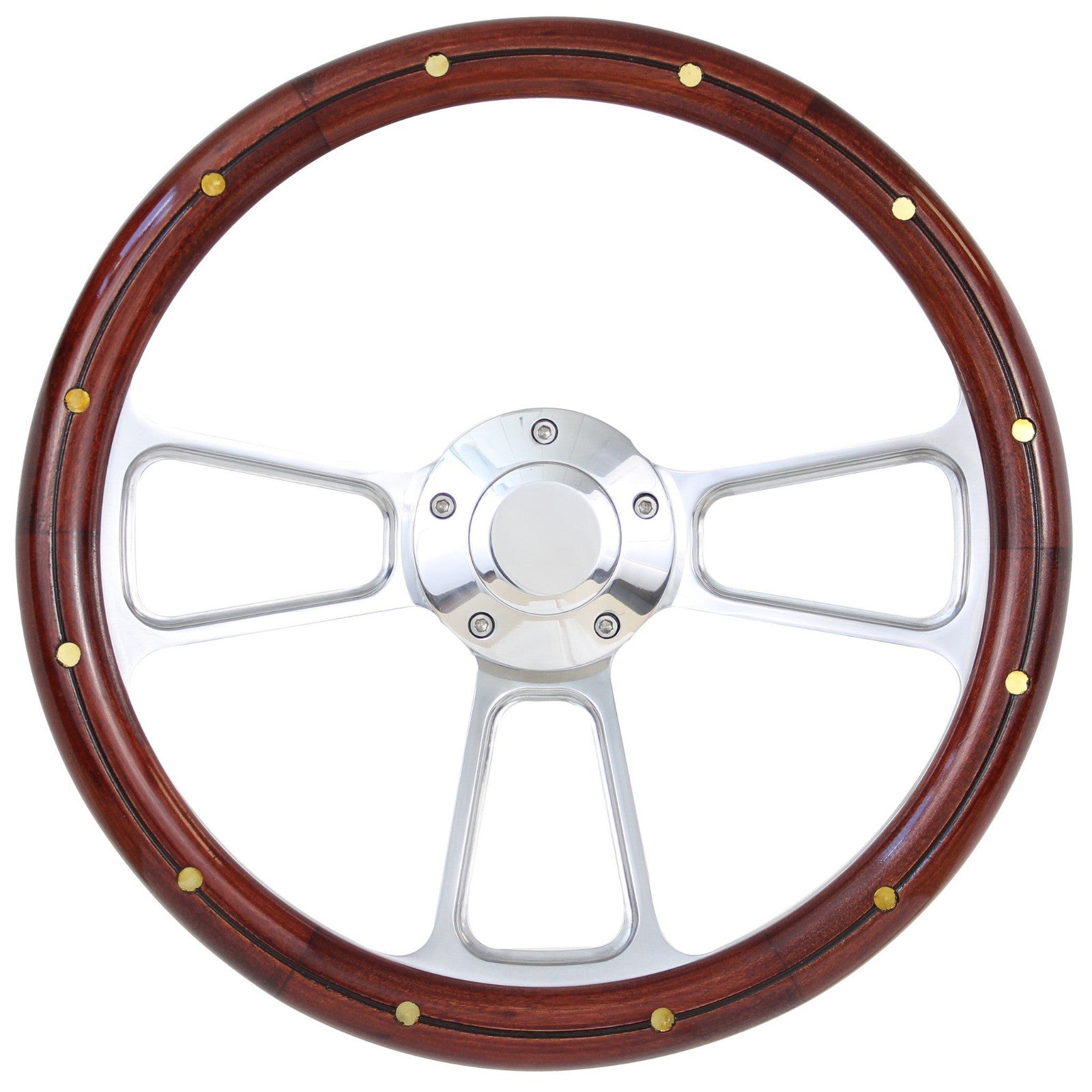 Hot Rod Street Rod Rat Rod Truck Real Wood & Billet Steering Wheel & Horn 