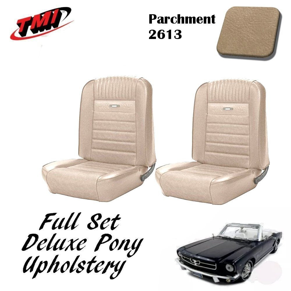 1964-66 Mustang Convertible Front & Rear Deluxe PONY Upholstery, Parchment