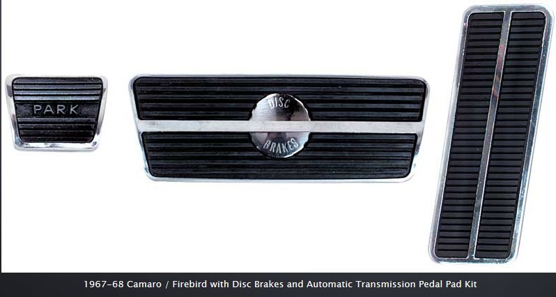 1967-68 Camaro, Firebird Complete Replacement Pedal Set, with Disc Brakes, Auto