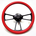 1969 1970 1971 1972 Nova 14" Billet Black/Red Muscle Steering Wheel Full Kit