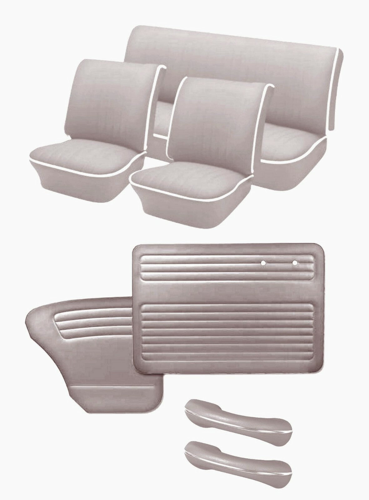 1965-67 VW Bug OEM Classic Seat Upholstery and Door Panel Set - Gray