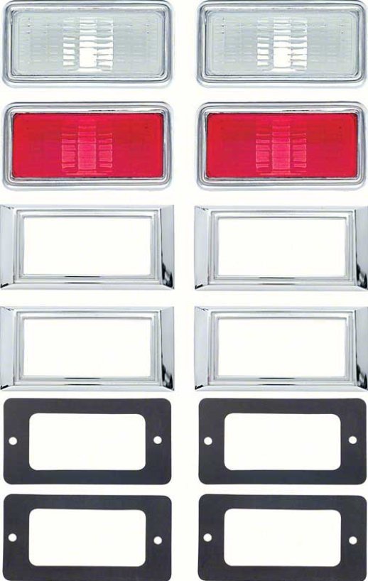 1968 Camaro, Nova Front/Rear Side Marker Light & Bezel Kit, Licensed GM Part