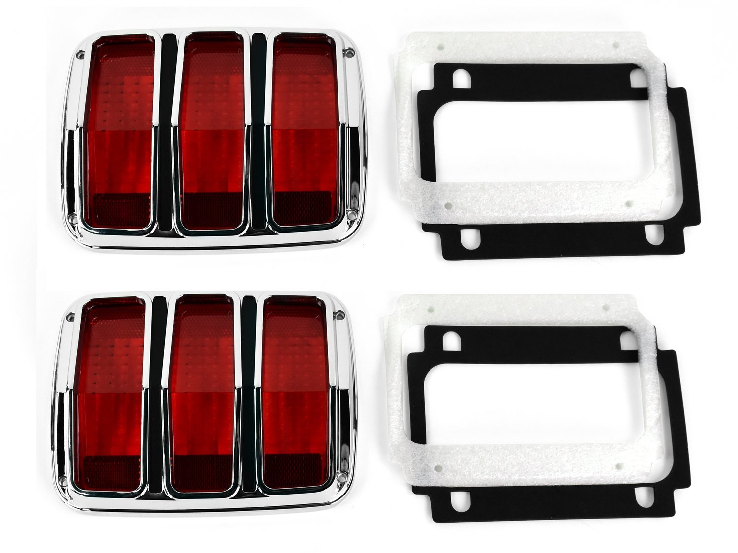 1965-66 Mustang Tail Light Assembly Pair w/Bezel & Lens, Both Right & Left Side