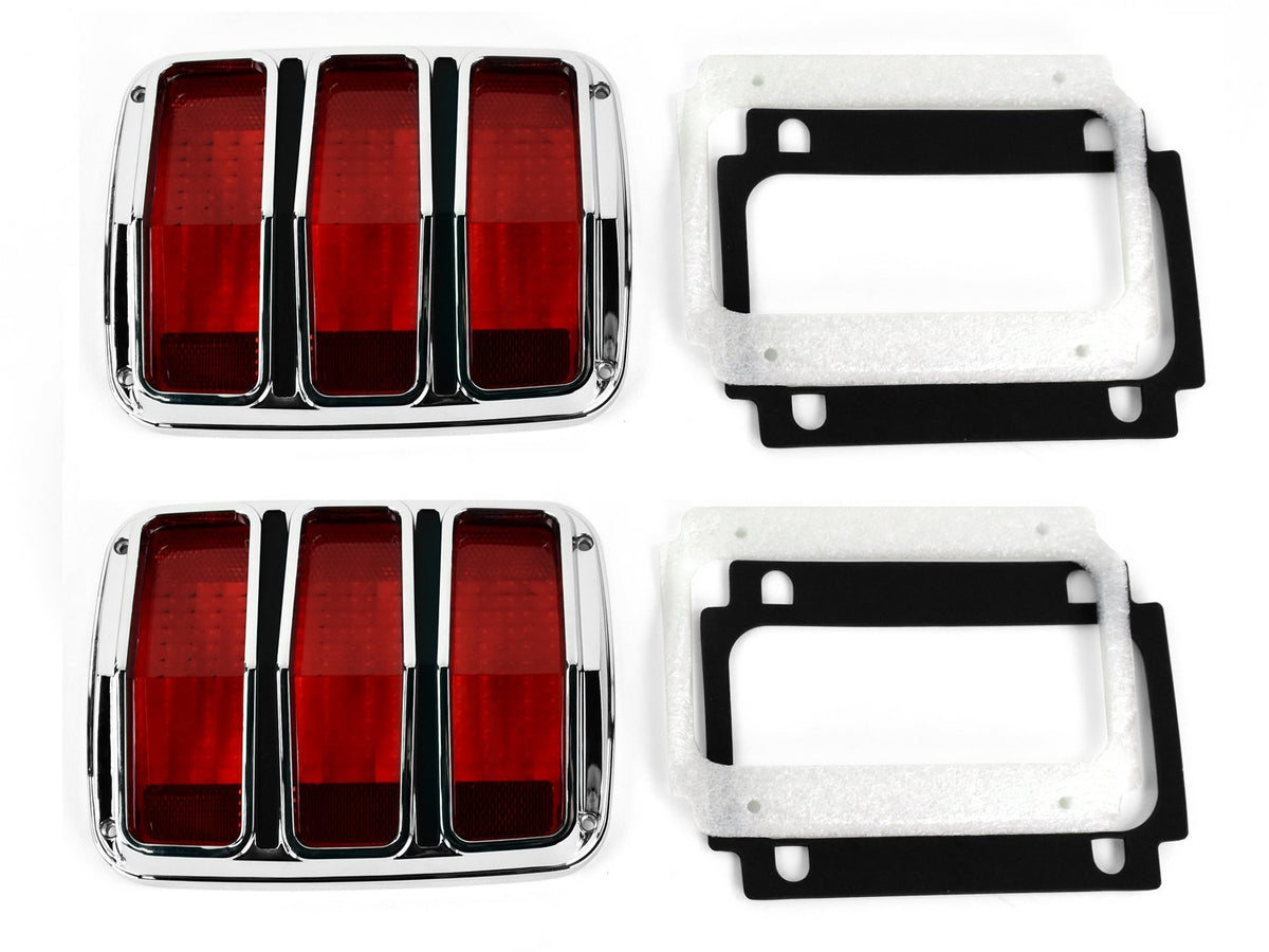 1965-66 Mustang Tail Light Assembly Pair w/Bezel & Lens, Both Right & Left Side