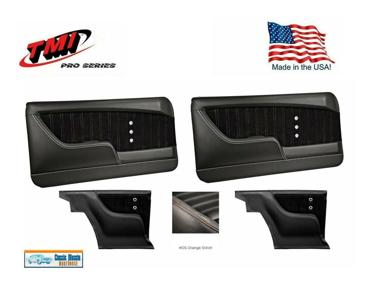 Sport XR Molded Door & Quarter Panel Set - Black w/Orange Stitch  - 1967 Camaro