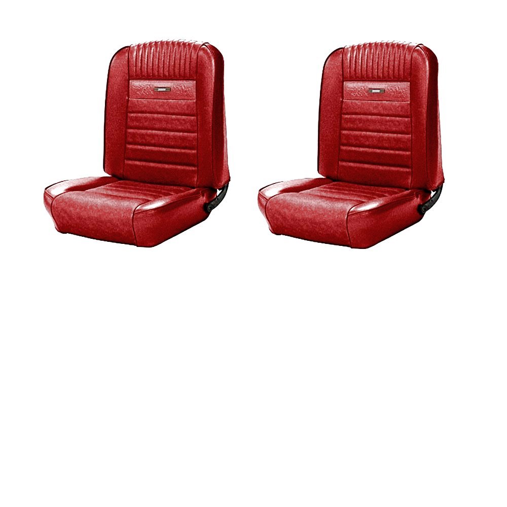 1964-66 Mustang Front Bucket Seat Deluxe PONY Upholstery -  #957 Red