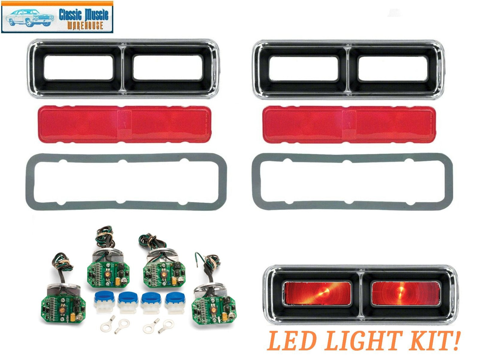 1968 Camaro RS Complete Dakota Digital LED Tail Light Kit, Bezels, Lens - PAIR