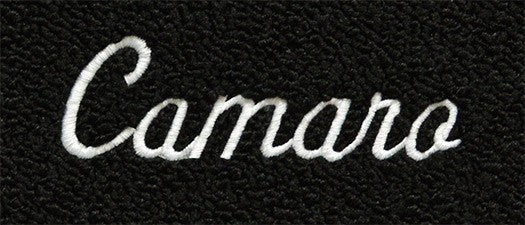 1967-69 Camaro Black Carpet Floor Mat Set w/Silver Camaro Script Style Logo -ACC