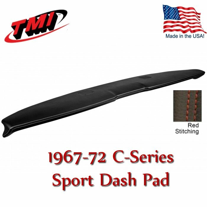 Sport Dash Pad - Charcoal Black w/Red Stitch for 1967 - 72 Chevy, GMC C/10 Truck