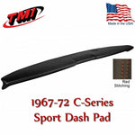Sport Dash Pad - Charcoal Black w/Red Stitch for 1967 - 72 Chevy, GMC C/10 Truck