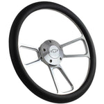 Steering Wheel Black Leather & Polished Billet 1995-02 Chevy Full Size Trucks 