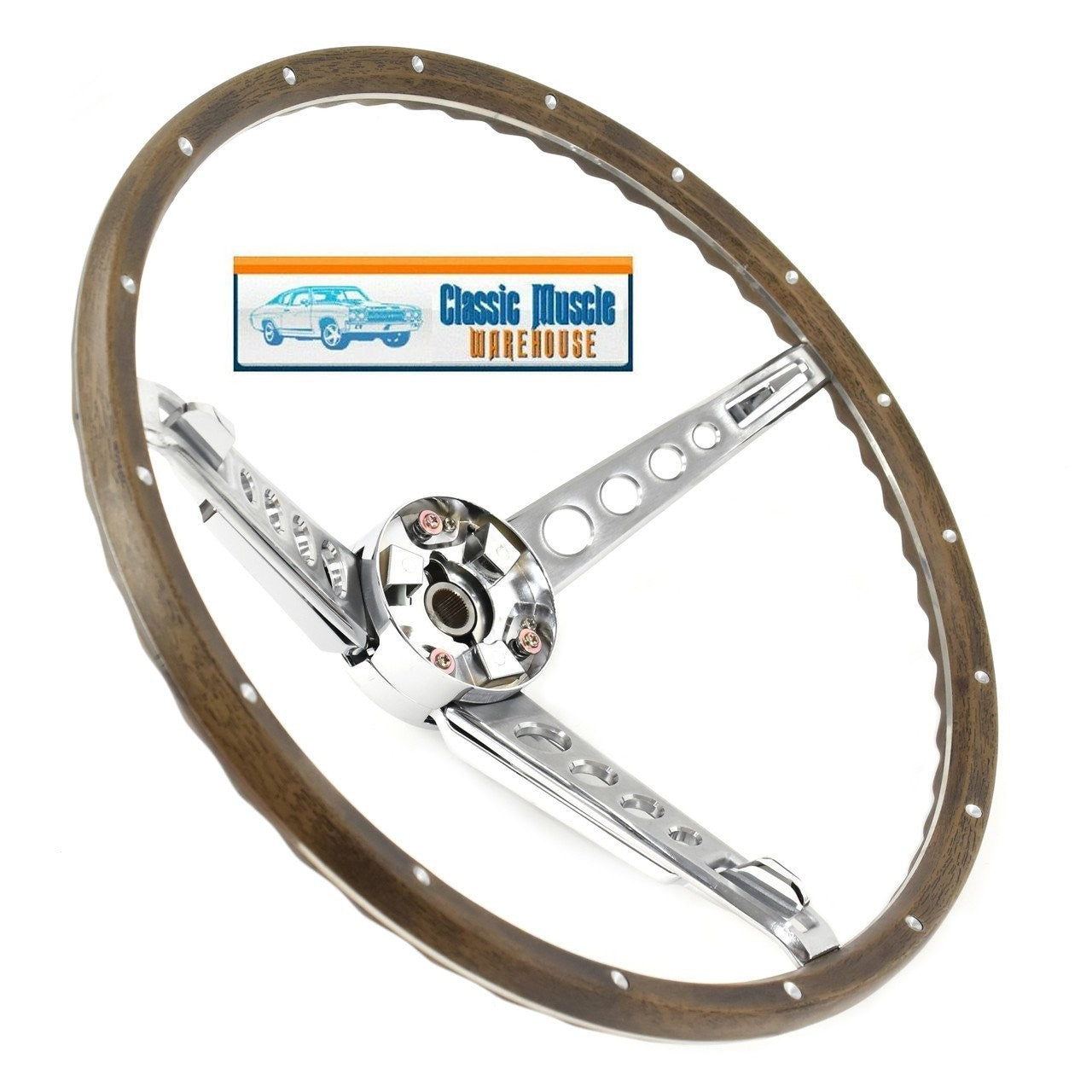 1967 Ford Mustang & Fairlane Deluxe Woodgrain 16" 3 Spoke Wheel - FM-ES008BK