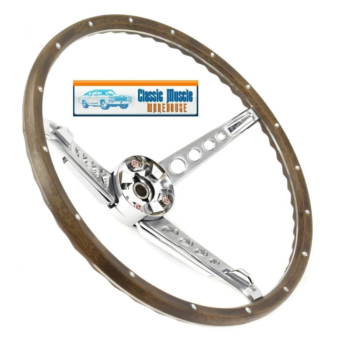 1967 Ford Mustang & Fairlane Deluxe Woodgrain 16" 3 Spoke Wheel - FM-ES008BK