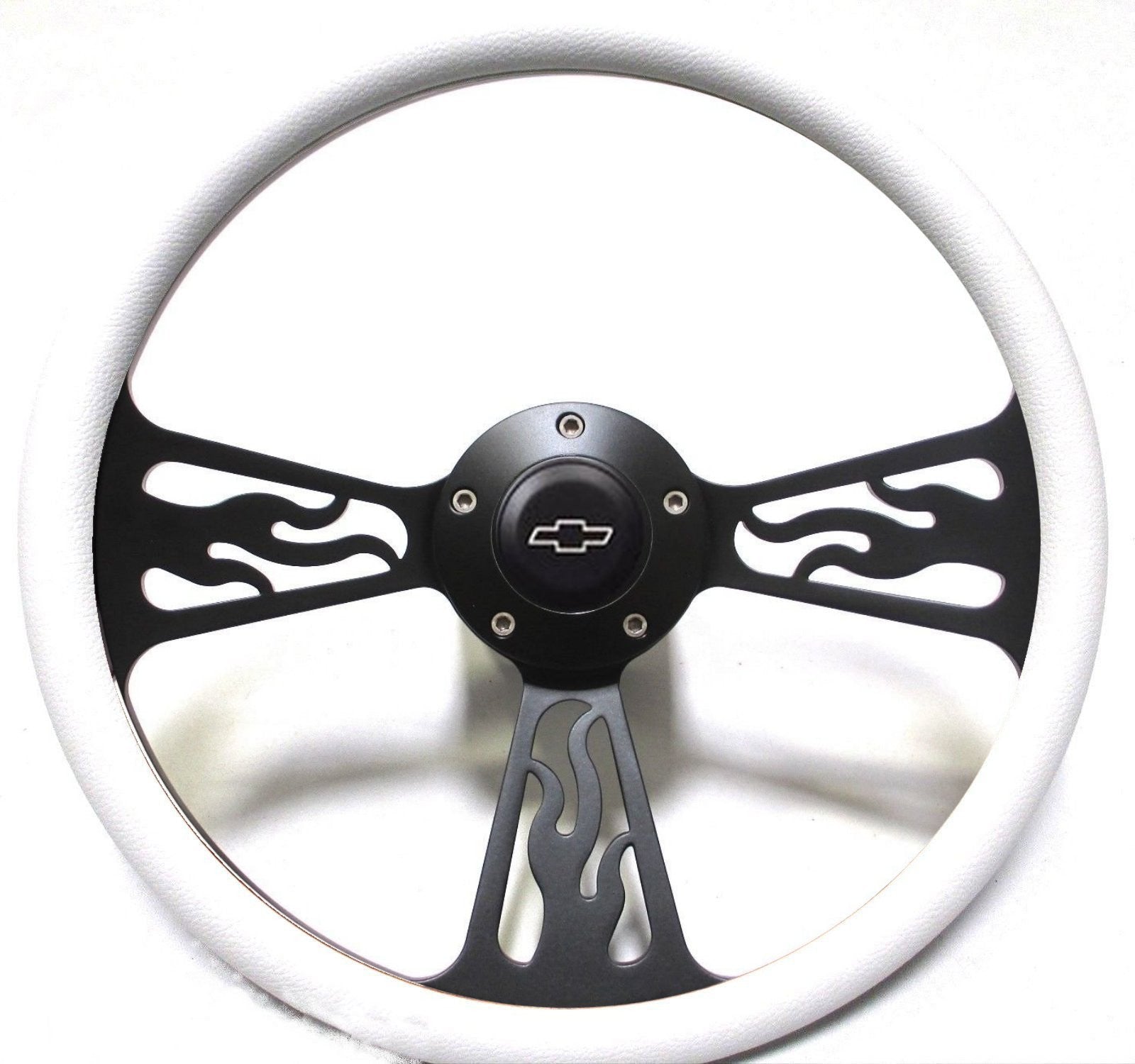 1962-1963 Chevy II 14" Billet Black Flamed Style Wheel w/Chevy Horn & Adapter