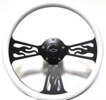 1962-1963 Chevy II 14" Billet Black Flamed Style Wheel w/Chevy Horn & Adapter