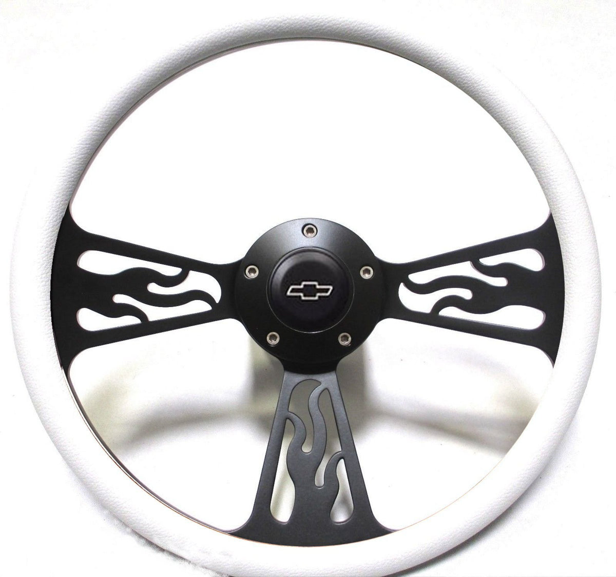1962-1963 Chevy II 14" Billet Black Flamed Style Wheel w/Chevy Horn & Adapter