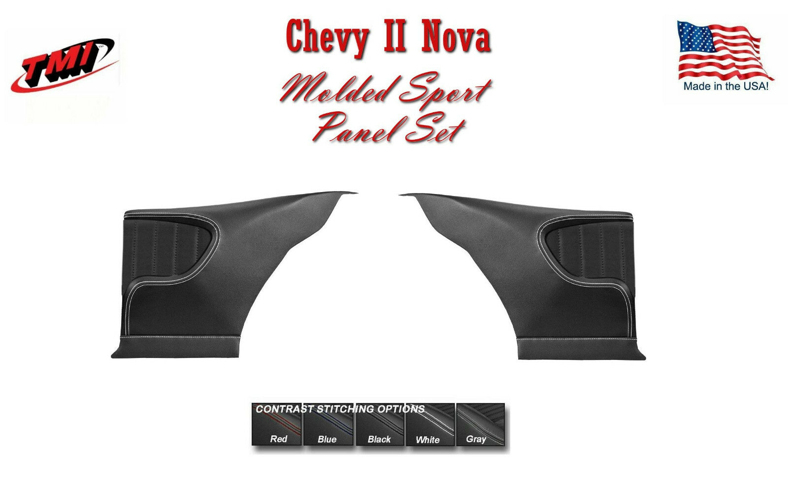 TMI Molded Sport Quarter Panels for 1968 - 72 Nova with Contrast Stitch
