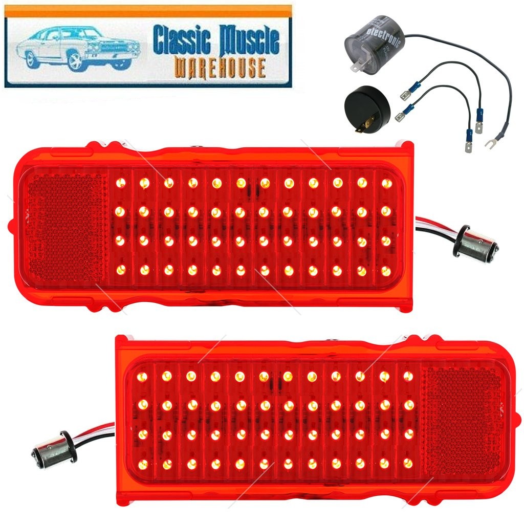 1968 Rally Sport Camaro Replacement LED Upgrade Tail Light Lens Set W/ Flasher