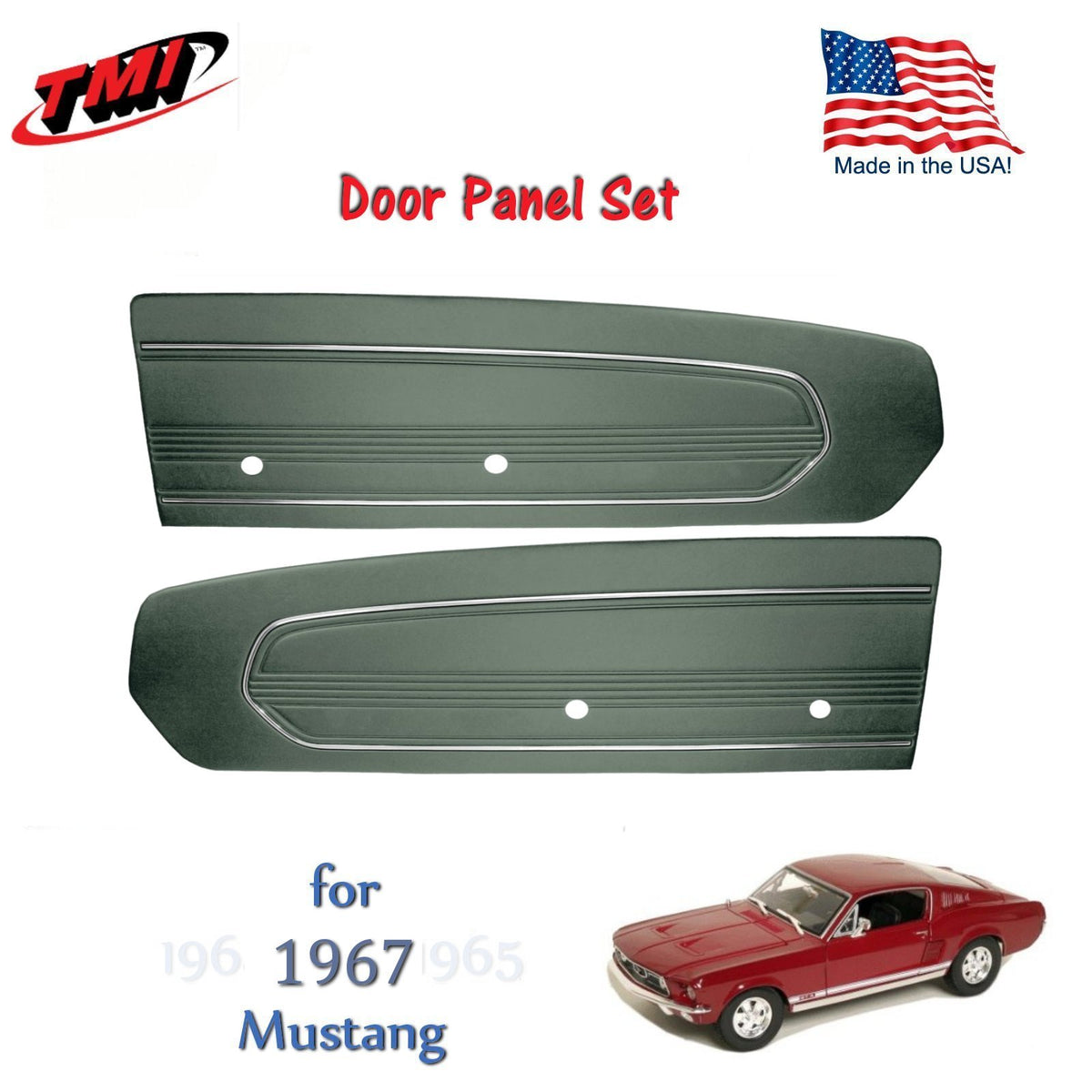 Ivy Gold Door Panels For 1967 Mustang -Pair- by TMI!