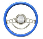 Billet & Blue Steering Wheel 14" for Ididit, Flaming River Column Hot Rod Street