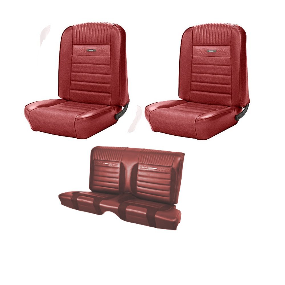 1964 &1965 Mustang Fastback PONY Seat Upholstery in Red - Front & Rear by TMI