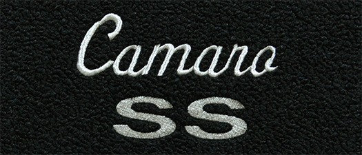 1967-69 Camaro Black Carpet Floor Mat Set with Silver Camaro SS Script Logo -ACC